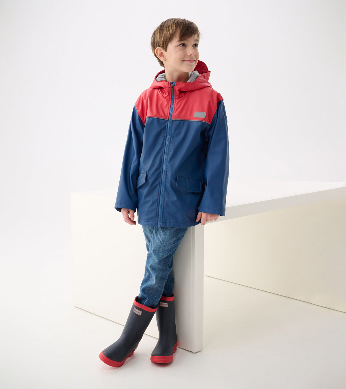 Boys Red & Navy Zip-Up Rain Jacket - Hatley Boys