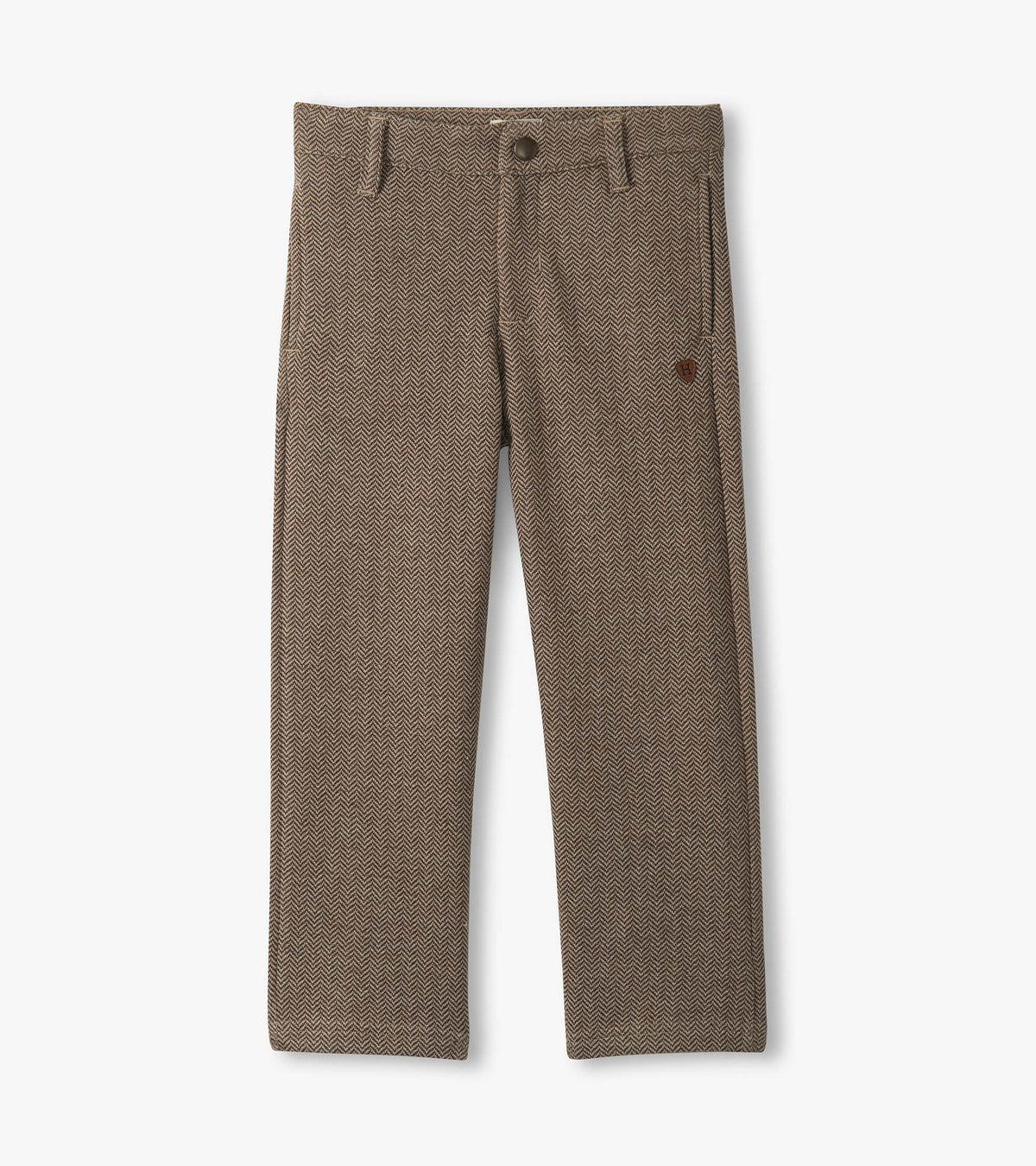 Boys Brown Sugar Herringbone Straight Leg Pants - Hatley Boys