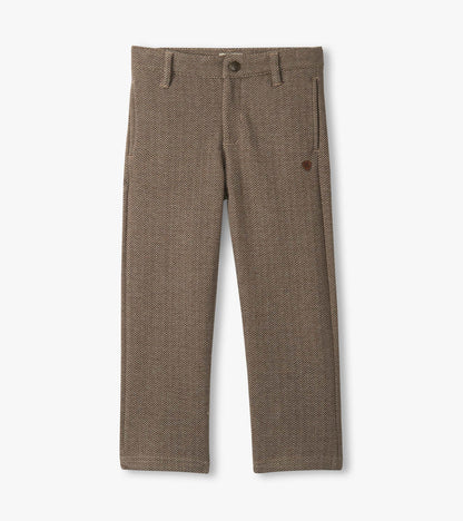 Boys Brown Sugar Herringbone Straight Leg Pants - Hatley Boys