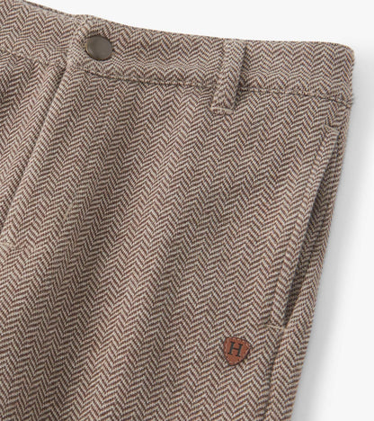 Boys Brown Sugar Herringbone Straight Leg Pants - Hatley Boys