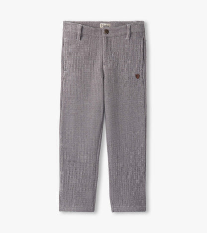 Boys Dark Grey Herringbone Straight Leg Pants - Hatley Boys