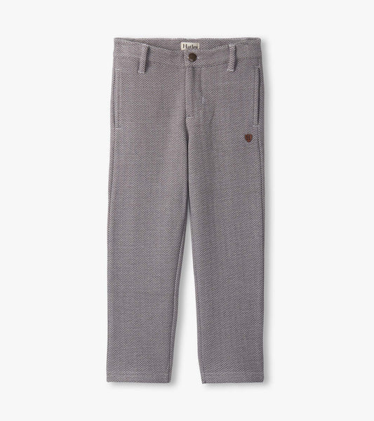 Boys Dark Grey Herringbone Straight Leg Pants - Hatley Boys