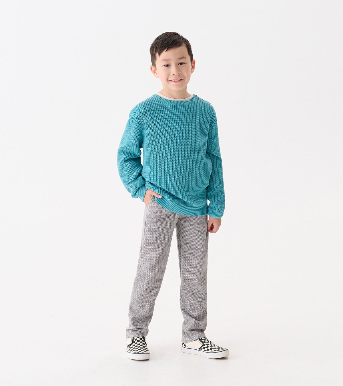 Boys Dark Grey Herringbone Straight Leg Pants - Hatley Boys