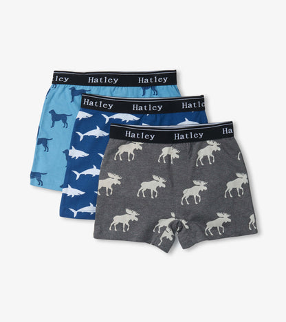 Boys Silhouette Animals 3 Pack Boxer Briefs - Hatley Boys
