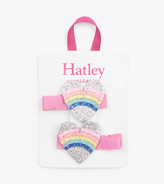 Rainbow Hearts Glitter Hair Clips - Hatley Girls