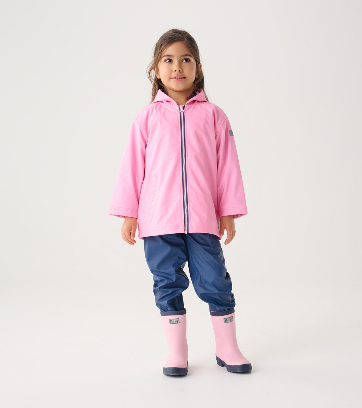 Girls Classic Pink Zip-Up Rain Jacket - Hatley Girls