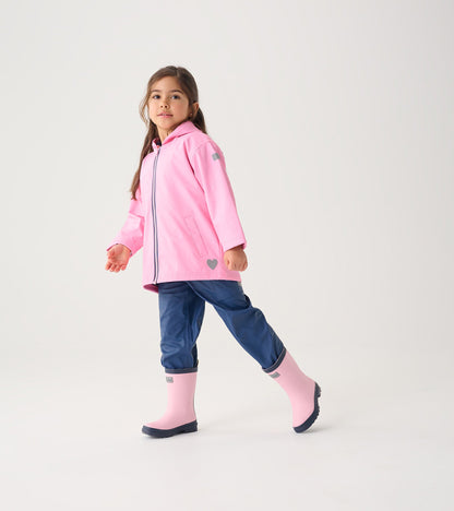 Girls Classic Pink Zip-Up Rain Jacket - Hatley Girls