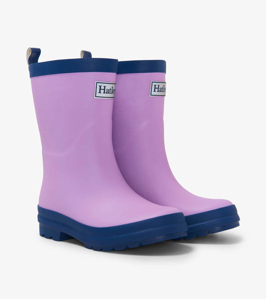 Kids Lilac And Navy Matte Rain Boots - Hatley Girls