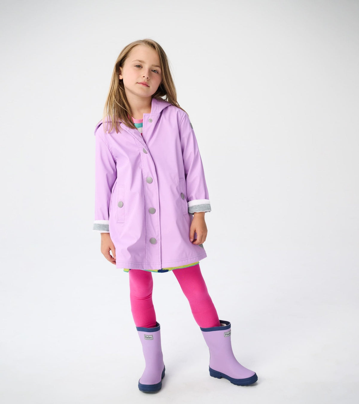 Kids Lilac And Navy Matte Rain Boots - Hatley Girls