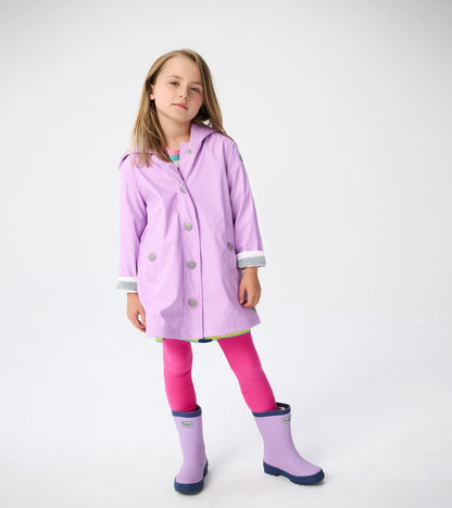 Kids Lilac And Navy Matte Rain Boots - Hatley Girls