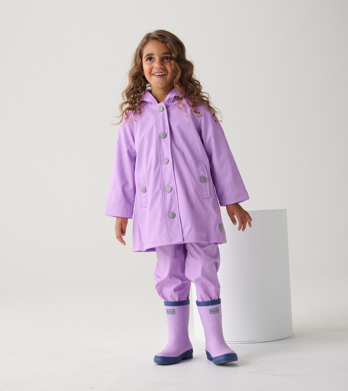 Girls Lilac Button-Up Rain Jacket - Hatley Girls