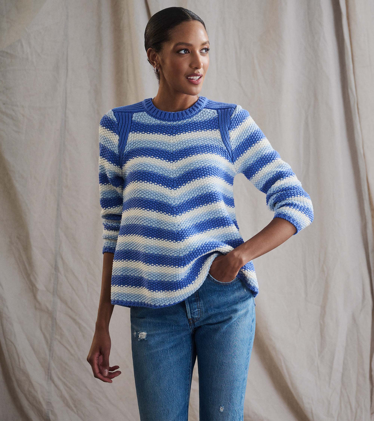 Chevron Swing Sweater - Navy Blue - Hatley Women