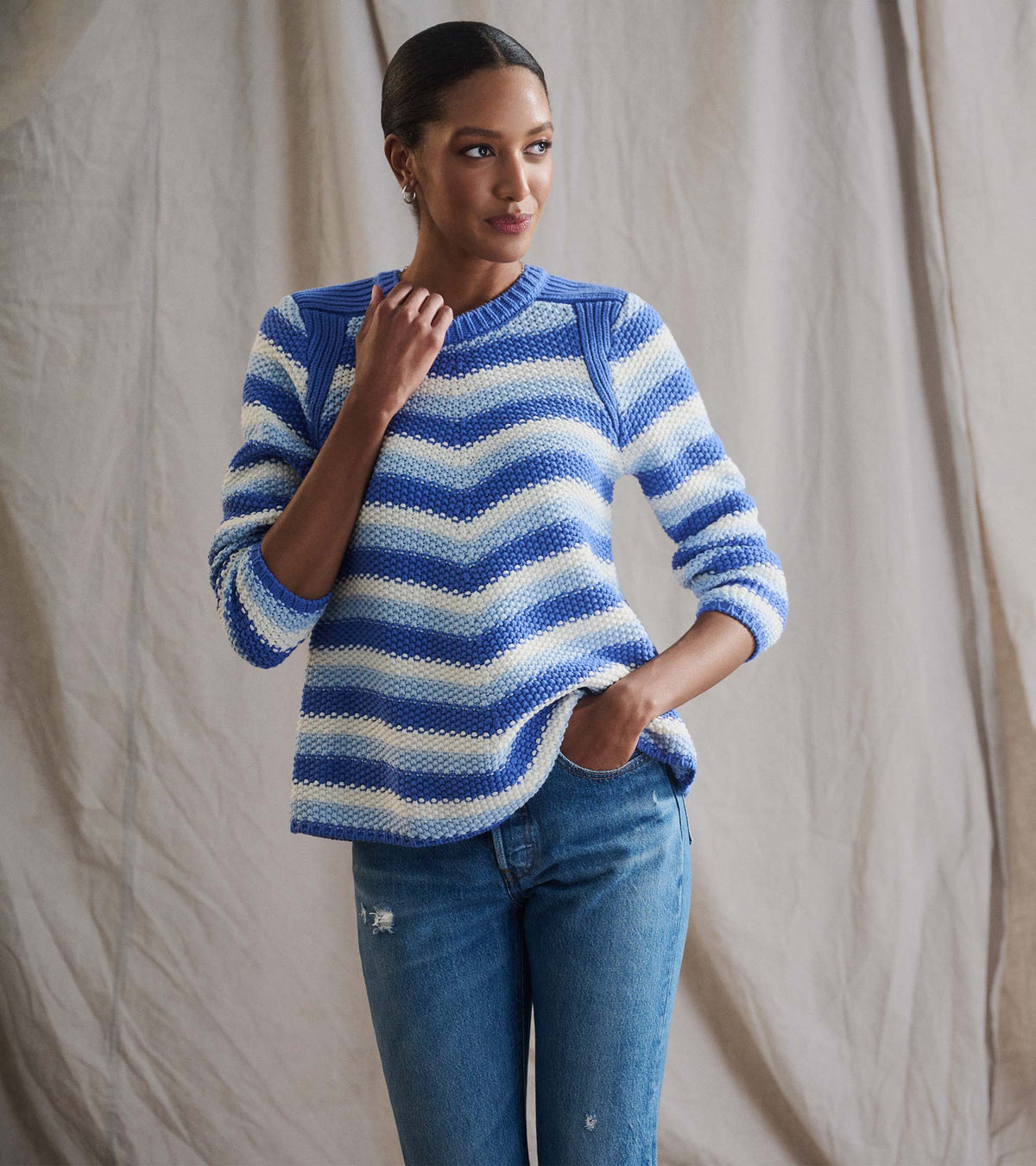 Chevron Swing Sweater - Navy Blue - Hatley Women