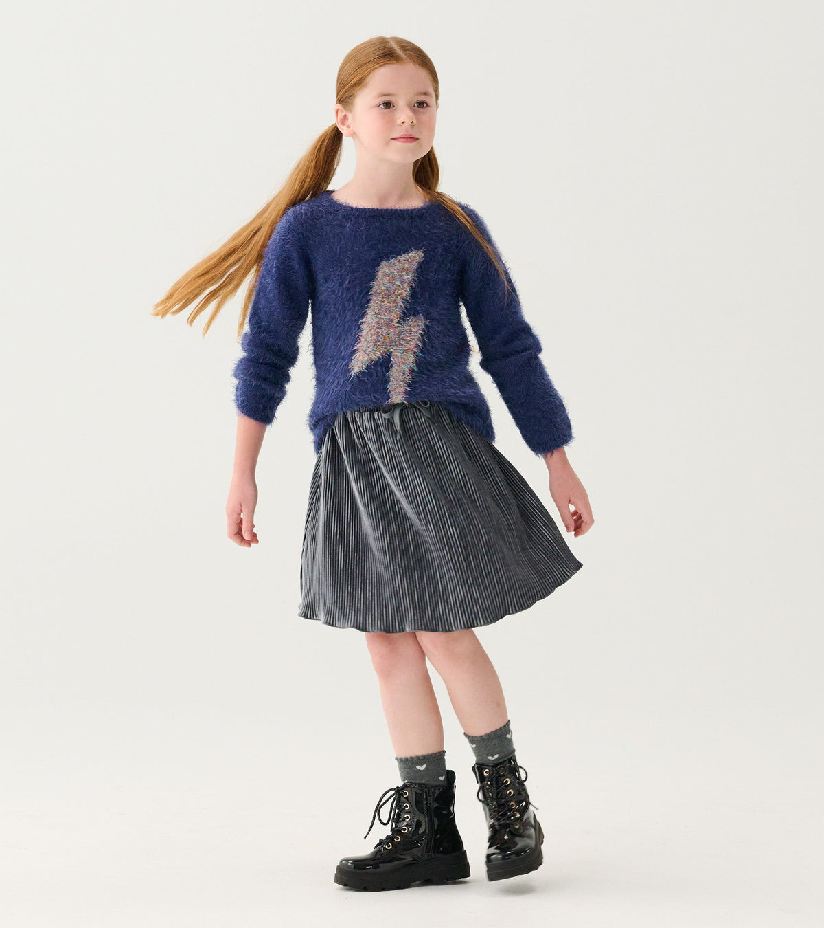 Girls Metallic Lightning Furry Sweater - Hatley Girls