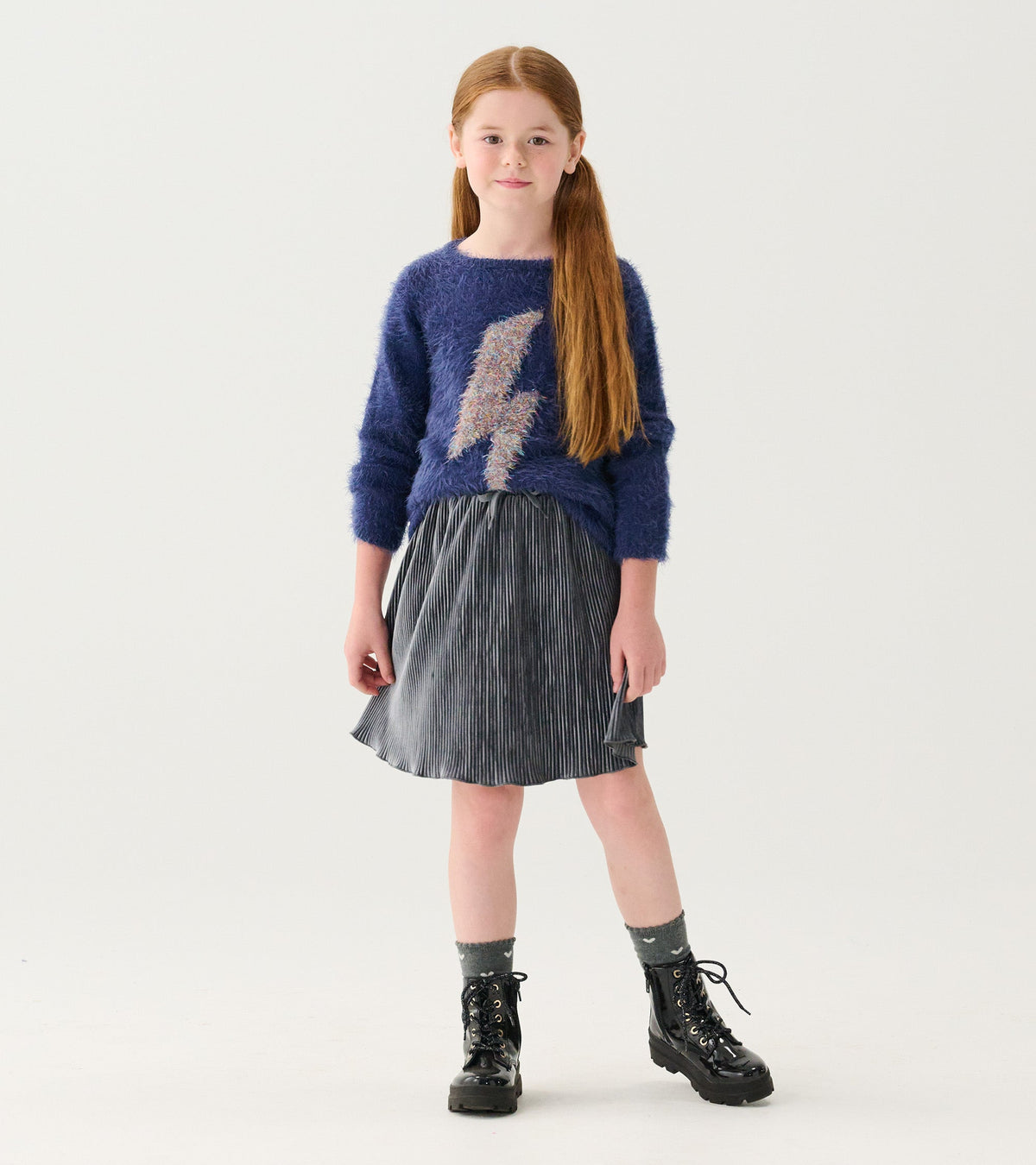 Girls Metallic Lightning Furry Sweater - Hatley Girls