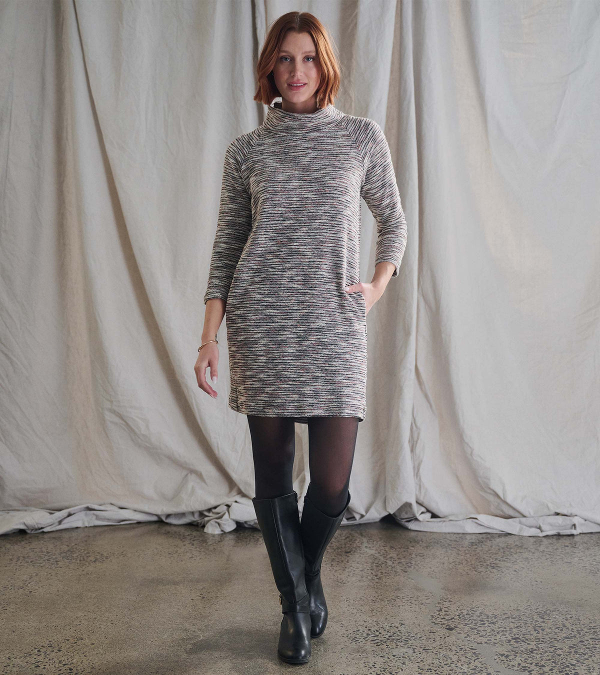 Draped Collar Dress - Heather Grey - Hatley Women
