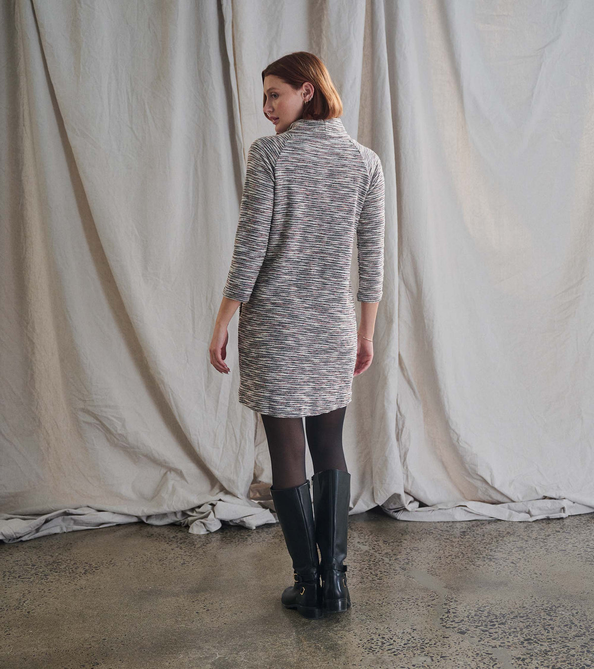 Draped Collar Dress - Heather Grey - Hatley Women