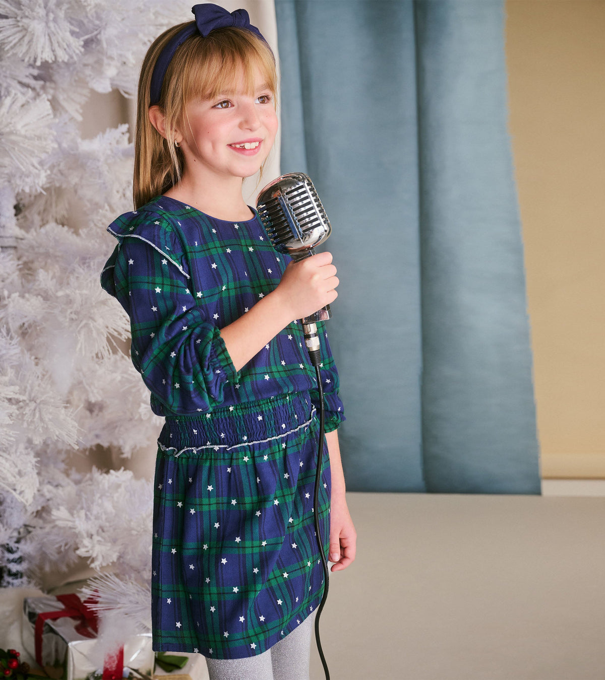 Girls Blackwatch Plaid Smocked Waist Dress - Hatley Girls