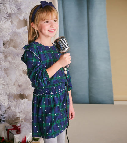 Girls Blackwatch Plaid Smocked Waist Dress - Hatley Girls