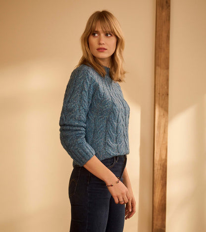 Dylan Cable Knit Sweater - Blue Heather - Hatley Women