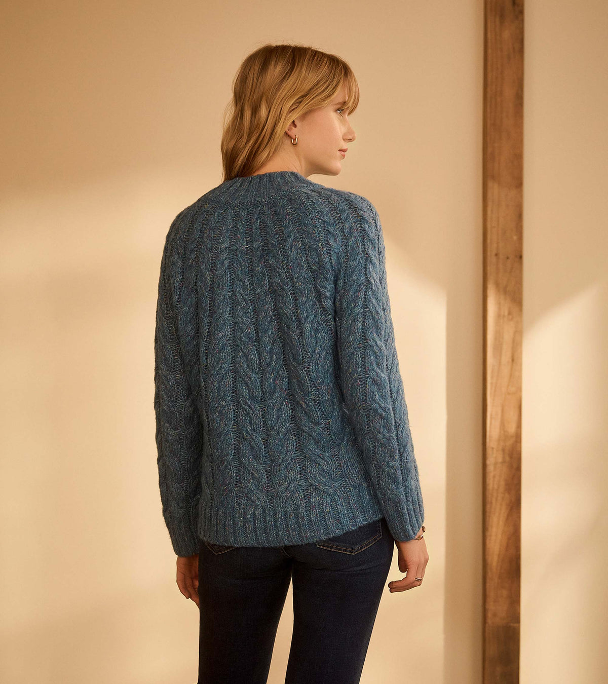 Dylan Cable Knit Sweater - Blue Heather - Hatley Women
