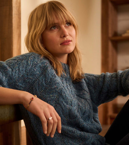 Dylan Cable Knit Sweater - Blue Heather - Hatley Women