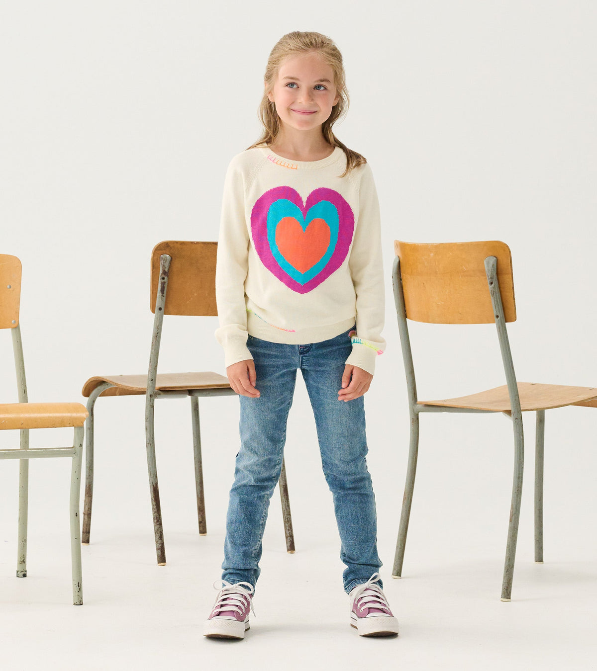 Girls Layered Hearts Sweater - Hatley Girls