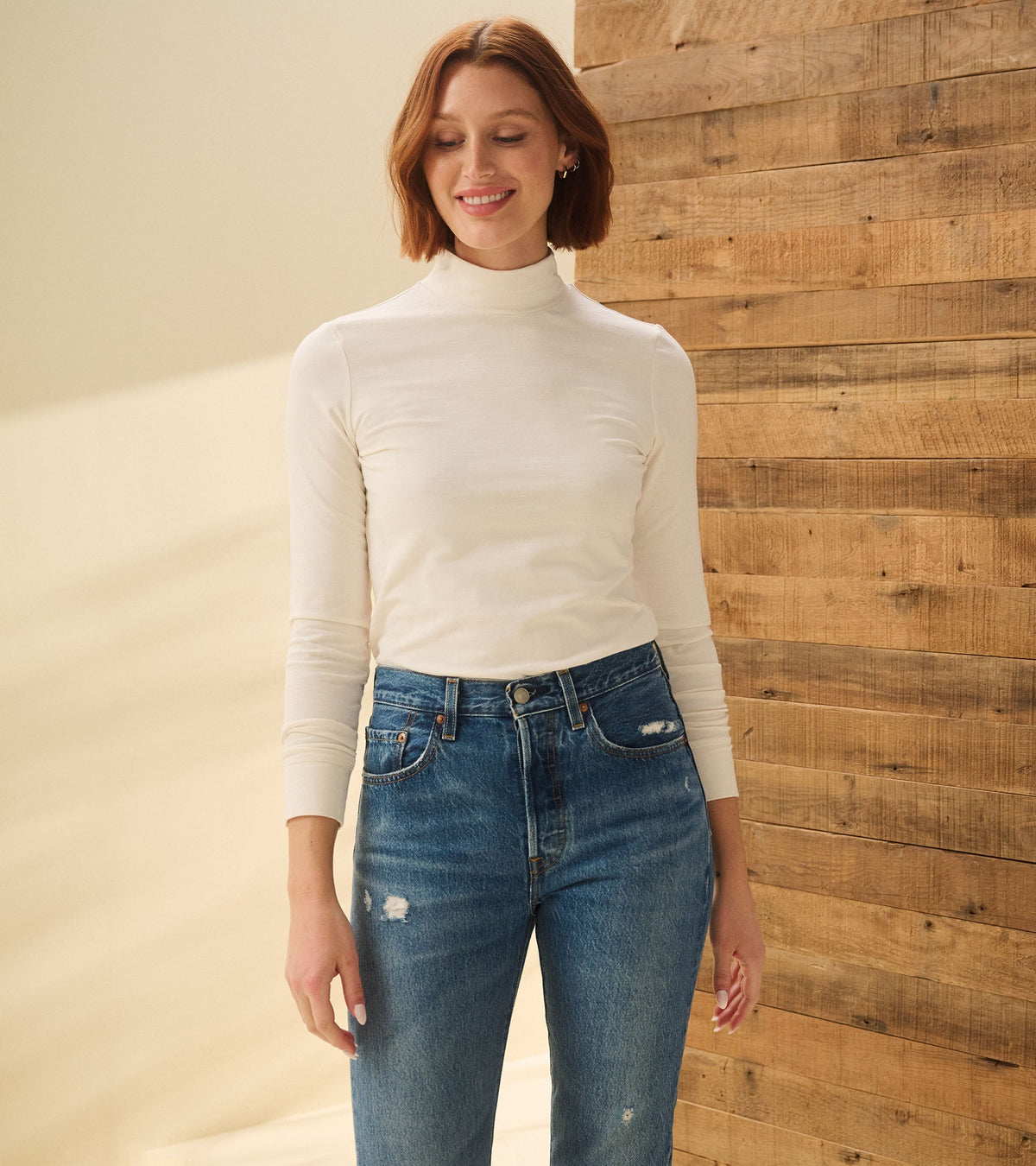Mock Neck Top - Cream White - Hatley Women