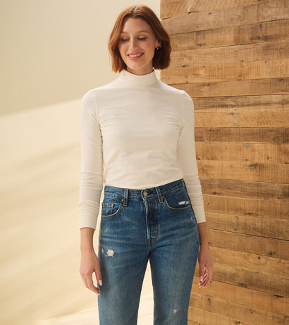 Mock Neck Top - Cream White - Hatley Women