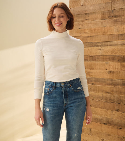 Mock Neck Top - Cream White - Hatley Women
