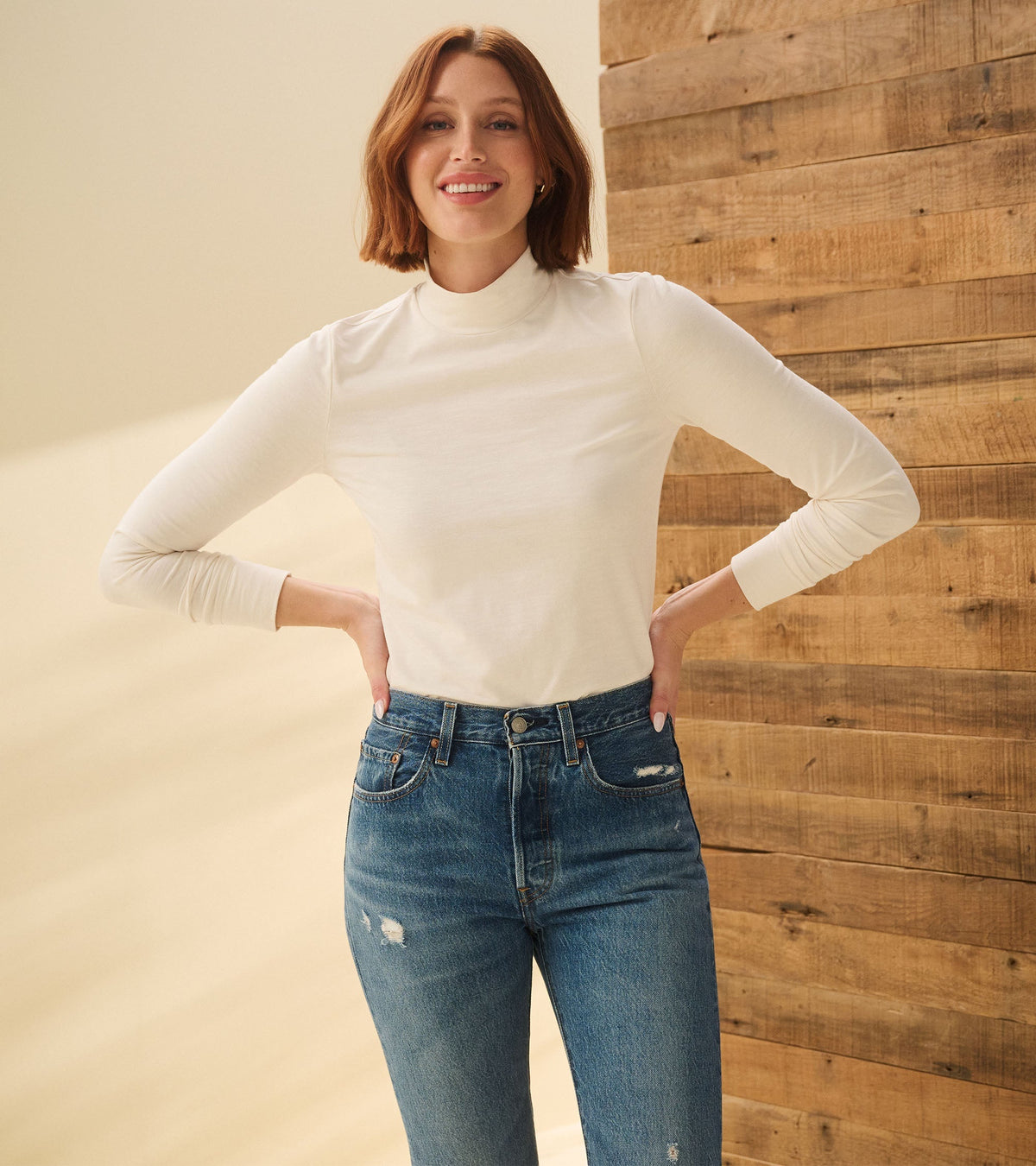 Mock Neck Top - Cream White - Hatley Women