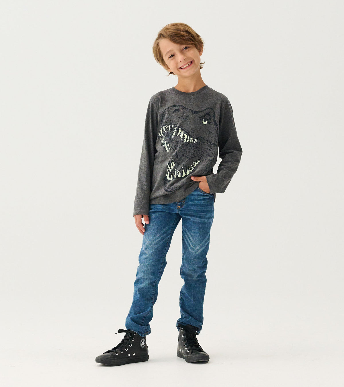 Boys T-Rex Glow in the Dark Long Sleeve T-Shirt - Hatley Boys