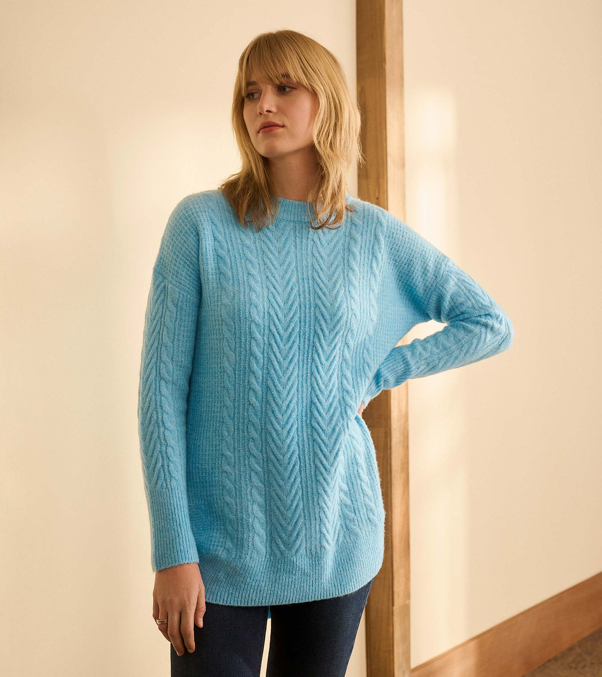 Cable Knit Tunic - Sky Blue - Hatley Women