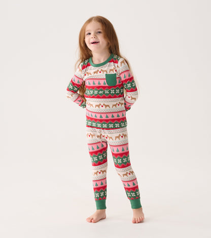 Girls Puppy Hearts Fair Isle Bamboo Pajama Set - Hatley Girls