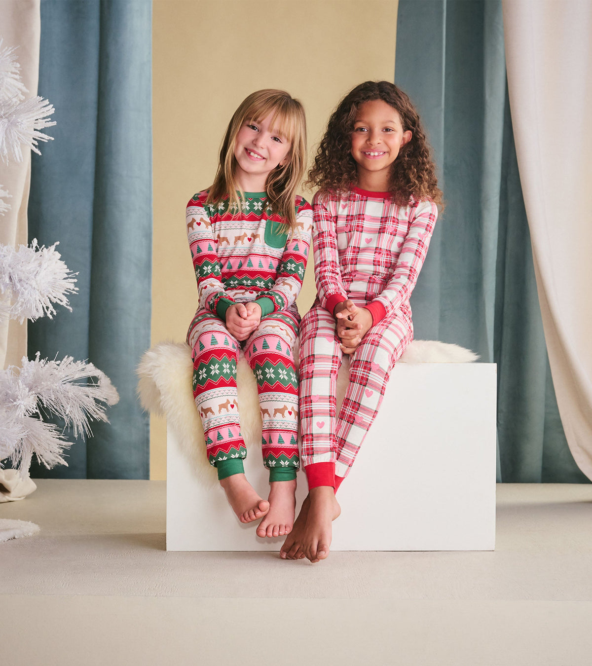Girls Puppy Hearts Fair Isle Bamboo Pajama Set - Hatley Girls