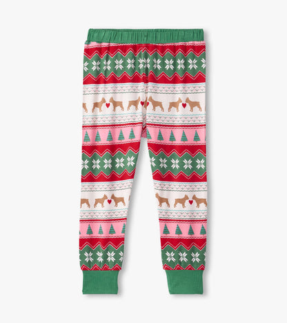 Girls Puppy Hearts Fair Isle Bamboo Pajama Set - Hatley Girls