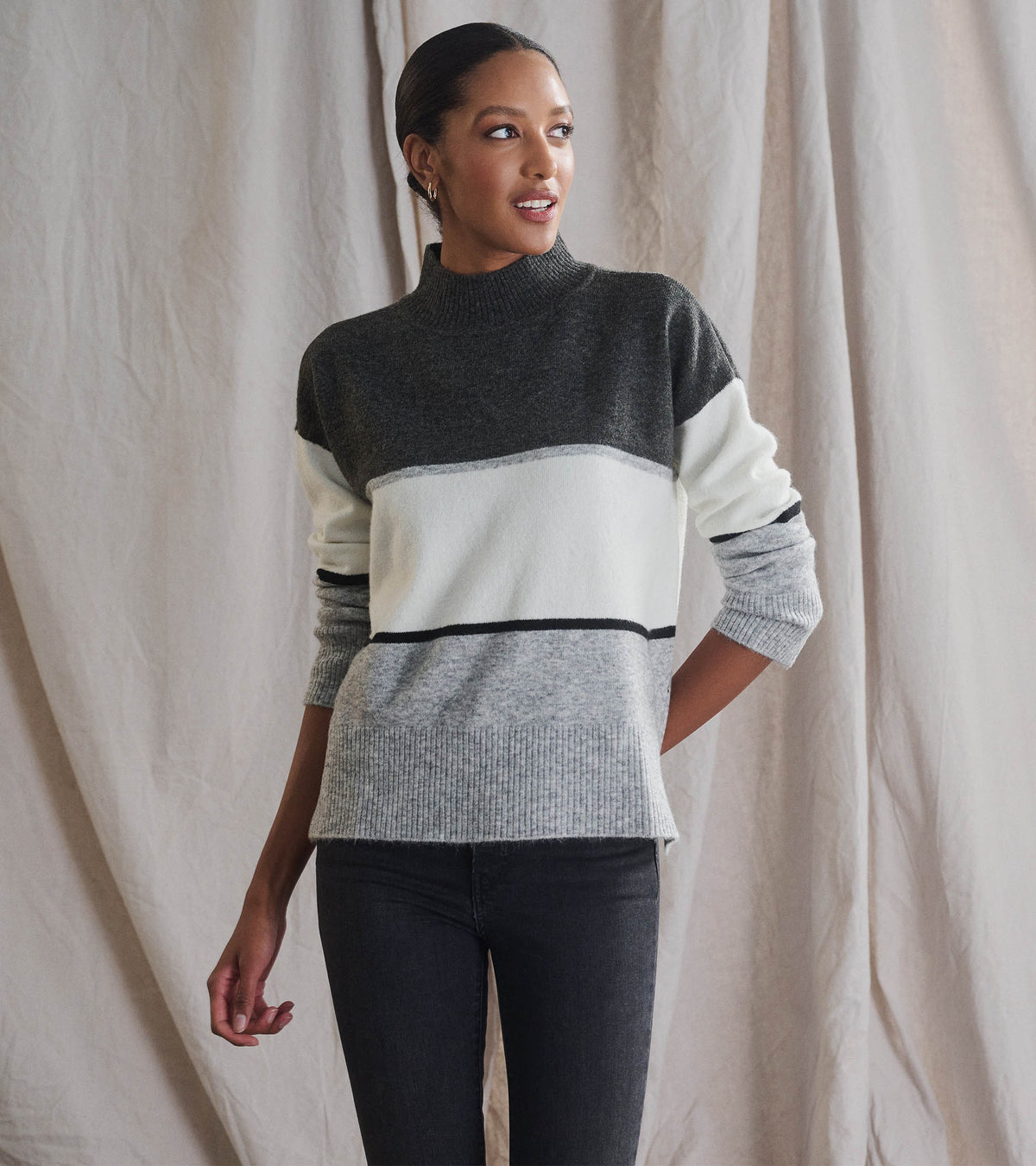Mock Neck Tunic - Grey Block - Hatley Women