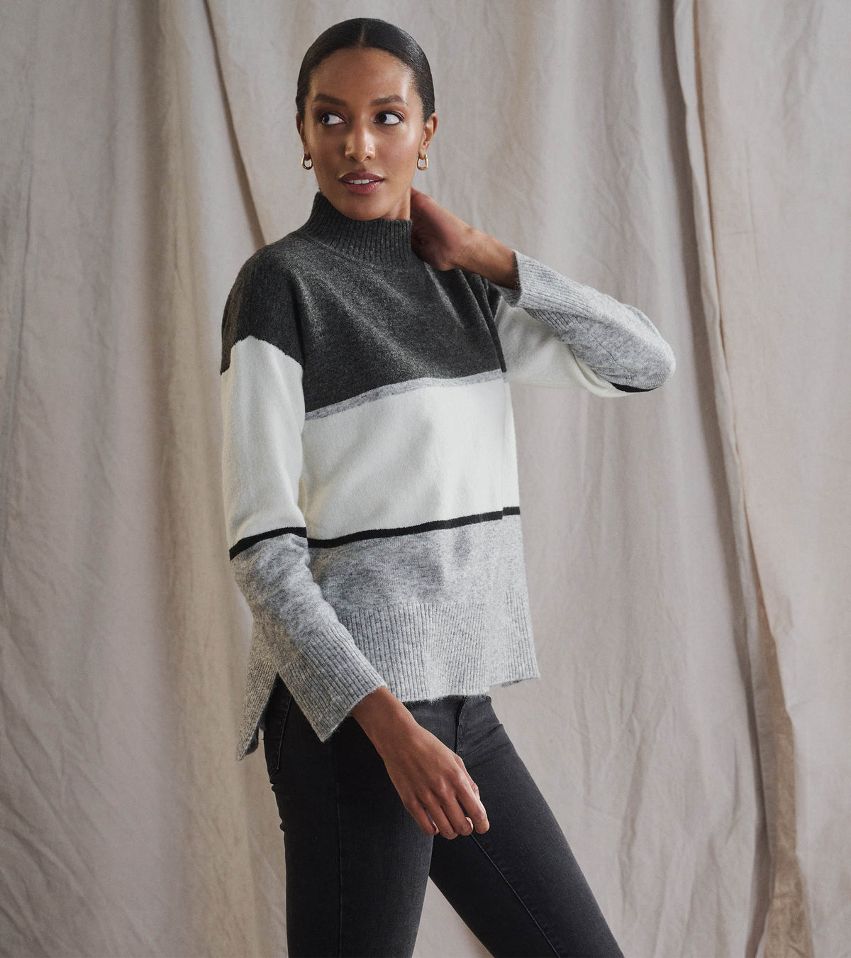 Mock Neck Tunic - Grey Block - Hatley Women