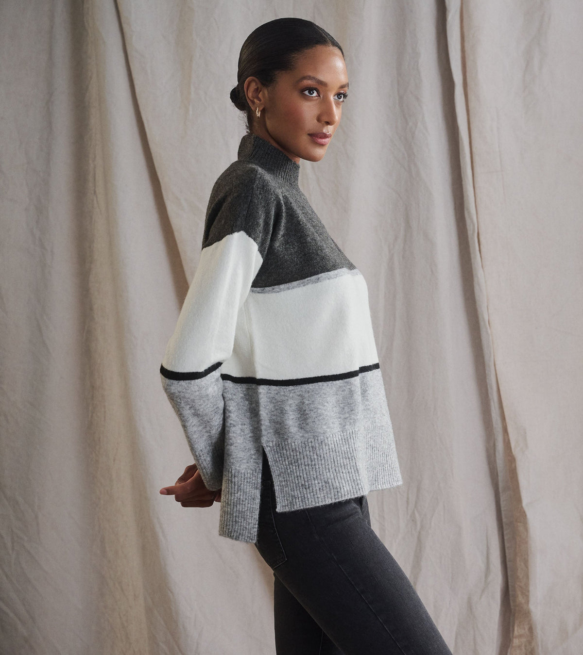 Mock Neck Tunic - Grey Block - Hatley Women