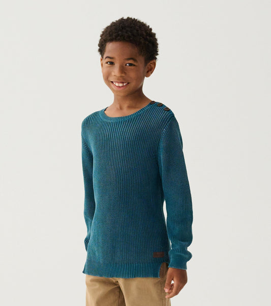 Boys Moroccan Blue Button Neck Sweater - Hatley Boys