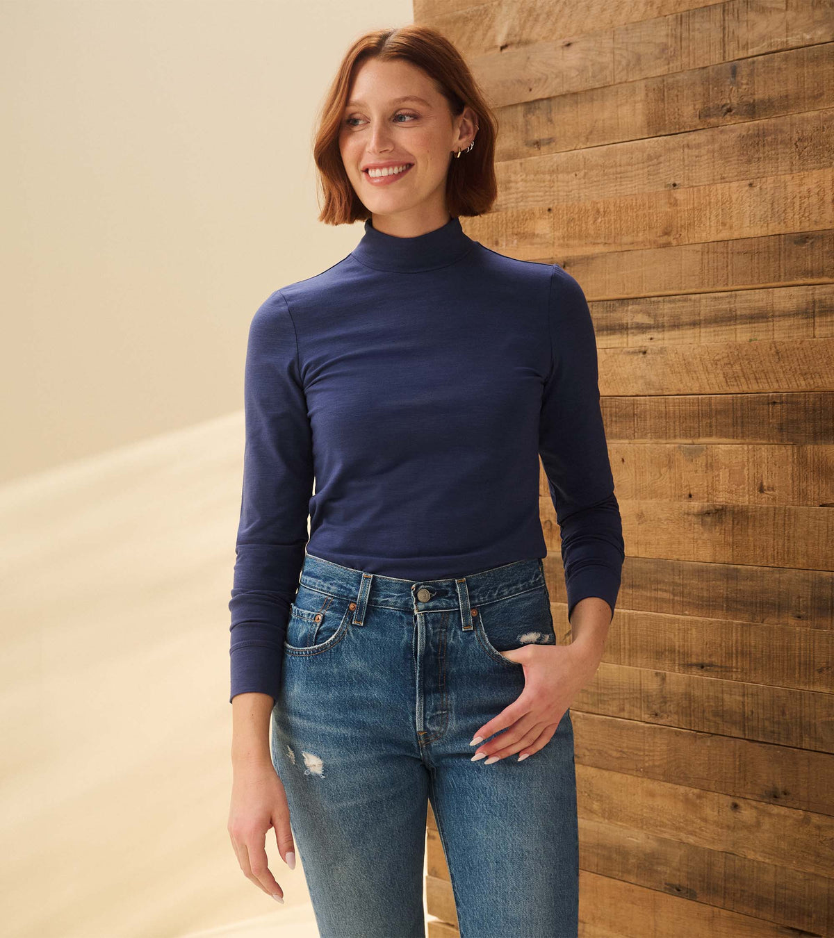 Mock Neck Top - Patriot Blue - Hatley Women