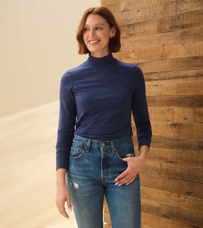 Mock Neck Top - Patriot Blue - Hatley Women