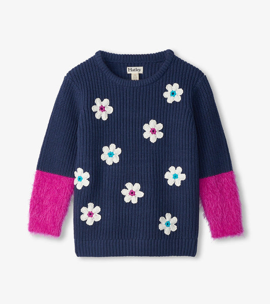 Girls Throwback Flowers Fluffy Sleeve Sweater Tunic - Hatley Girls