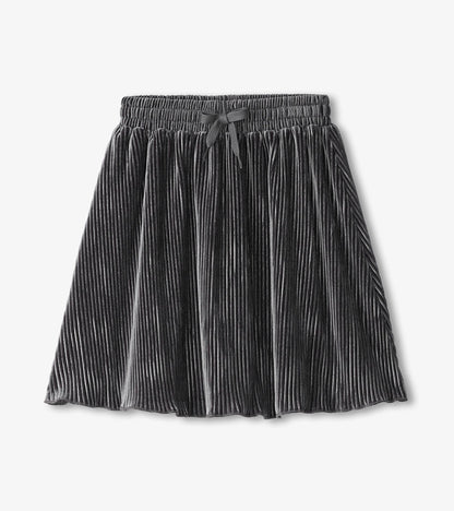 Girls Silver Shine Pleated Velour Skirt - Hatley Girls