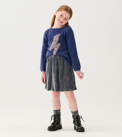 Girls Silver Shine Pleated Velour Skirt - Hatley Girls