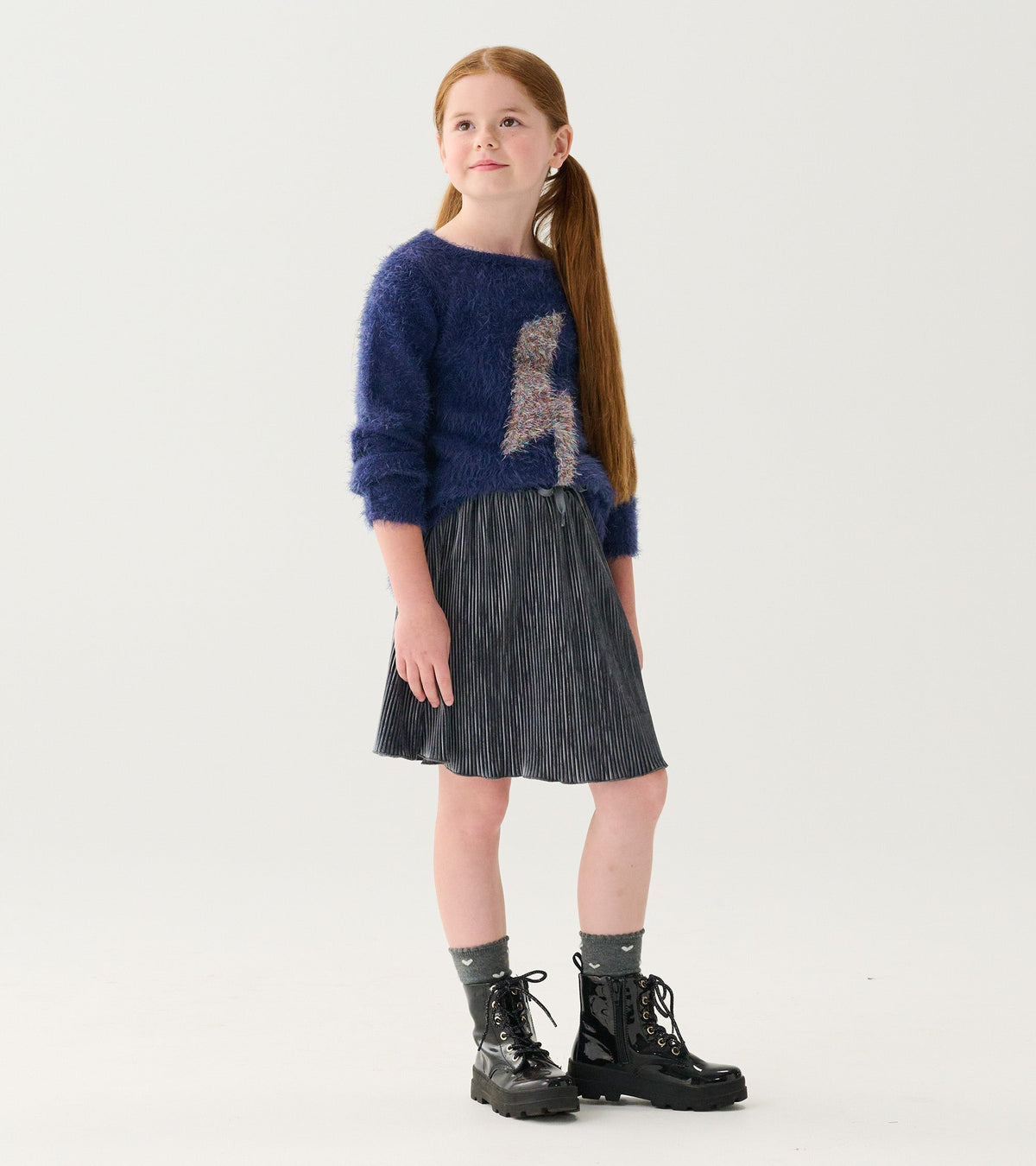 Girls Silver Shine Pleated Velour Skirt - Hatley Girls