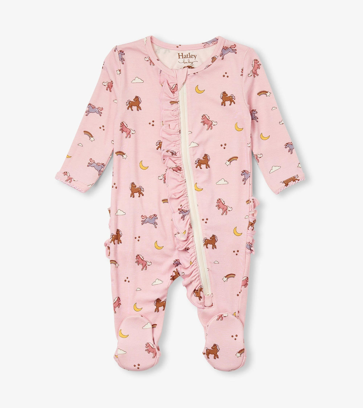 Baby Girls Whimsical Ponies Ruffle Bum Bamboo Sleeper - Hatley Baby & Toddler