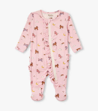 Baby Girls Whimsical Ponies Ruffle Bum Bamboo Sleeper - Hatley Baby & Toddler