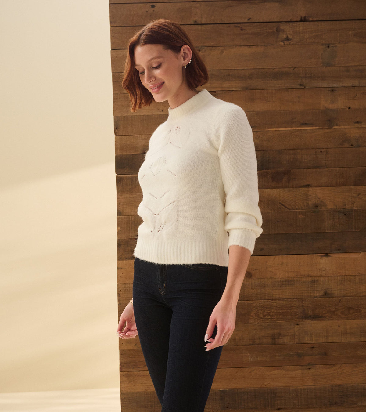 Petal Cable Sweater - Winter White - Hatley Women