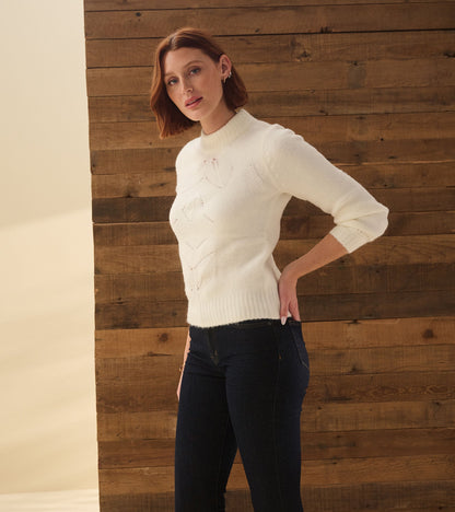 Petal Cable Sweater - Winter White - Hatley Women